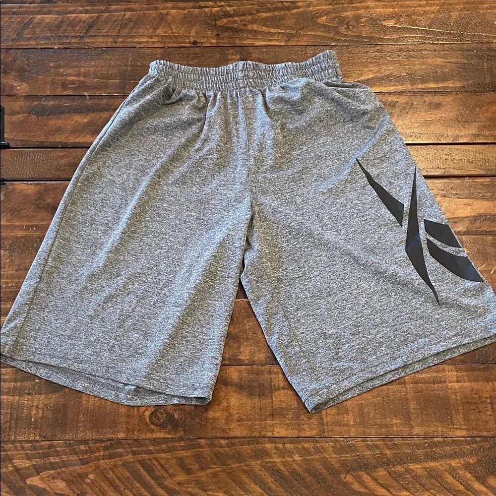 Reebok Kids Athletic Shorts in Gray with Black Logo